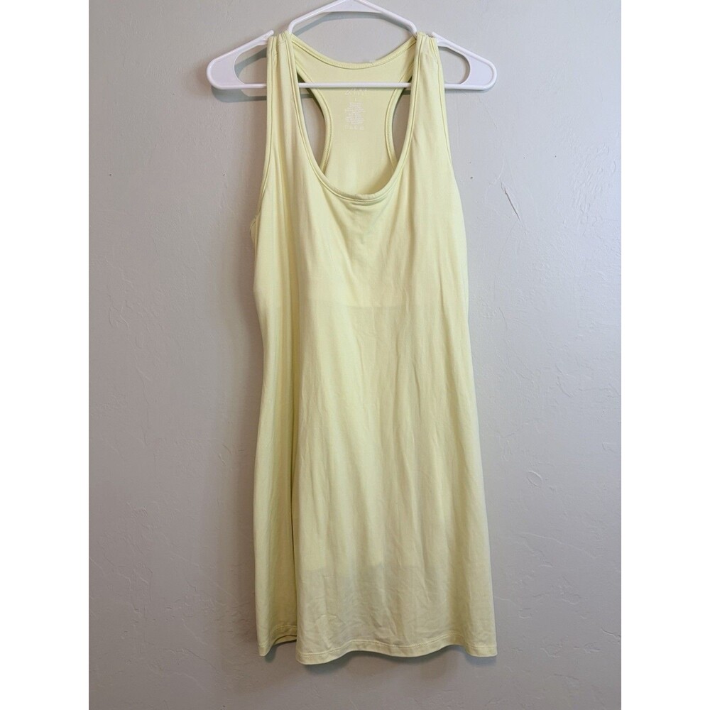 PBX PRO Yellow Knit Stretch Tank Dress L Scoop Neck Knee Length Pullover